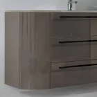 Suspended bathroom cabinet 3 drawers + 2 wooden doors Happy, integrated sink Viadurini