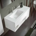 Suspended Bathroom Cabinet with Integrated Washbasin, Modern Design, 4 Finishes - Pistillo