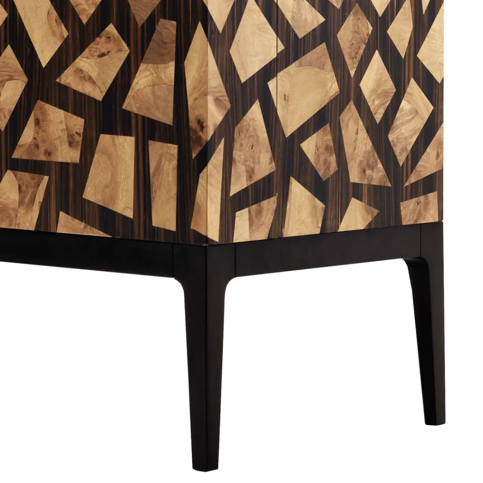 Grilli Zarafa 2-door design bar cabinet made of ebony wood in Italy Viadurini