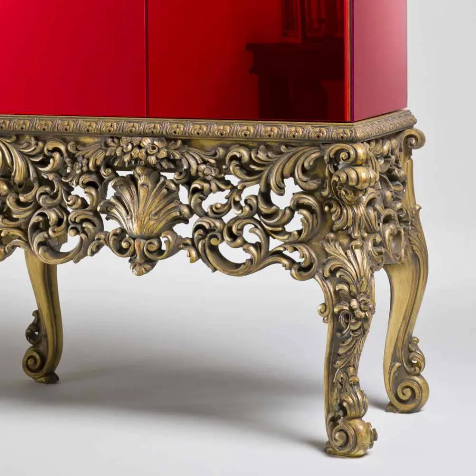Furniture with carved wood base luxury design, made in Italy, Sam Viadurini