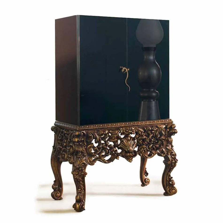Furniture with carved wood base luxury design, made in Italy, Sam Viadurini