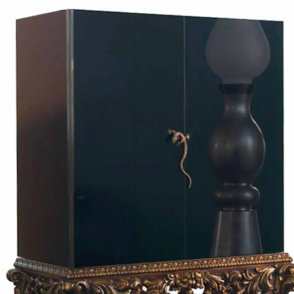 Furniture with carved wood base luxury design, made in Italy, Sam Viadurini