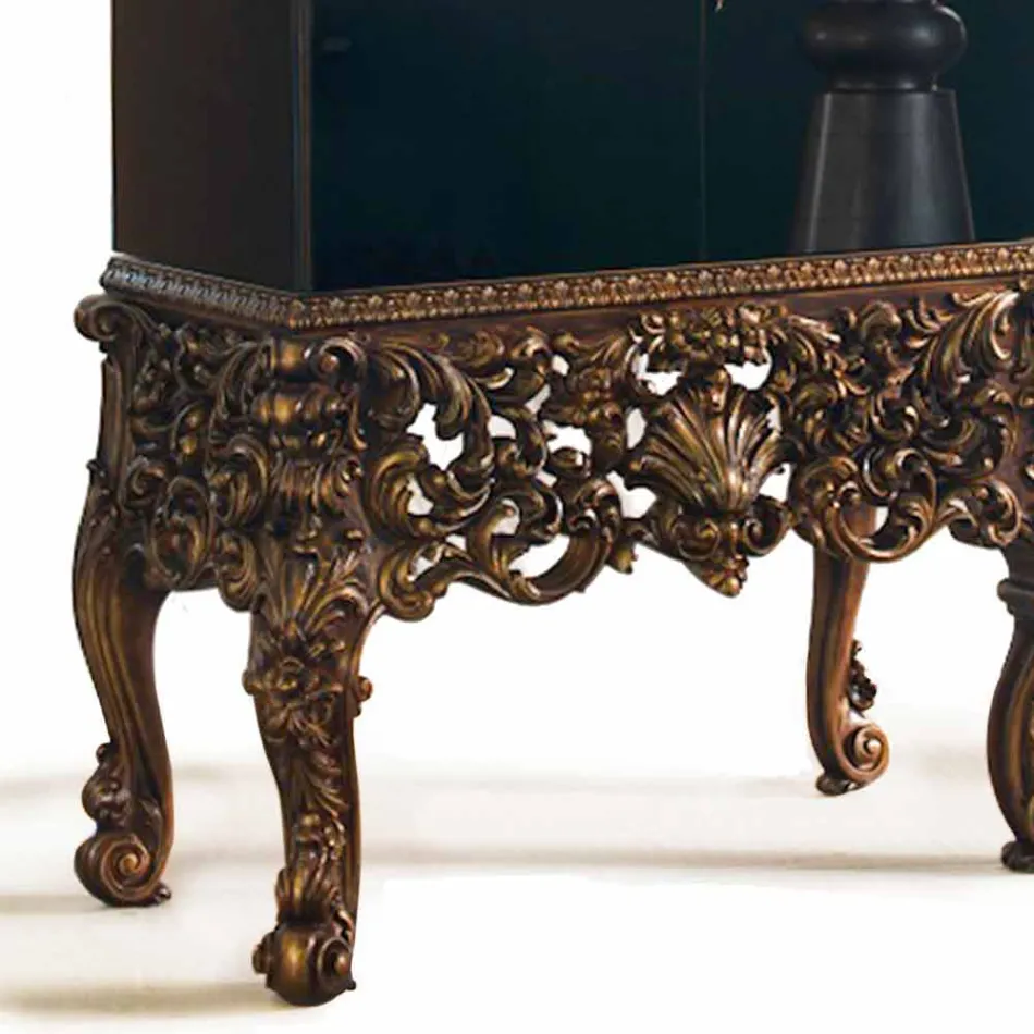 Furniture with carved wood base luxury design, made in Italy, Sam Viadurini