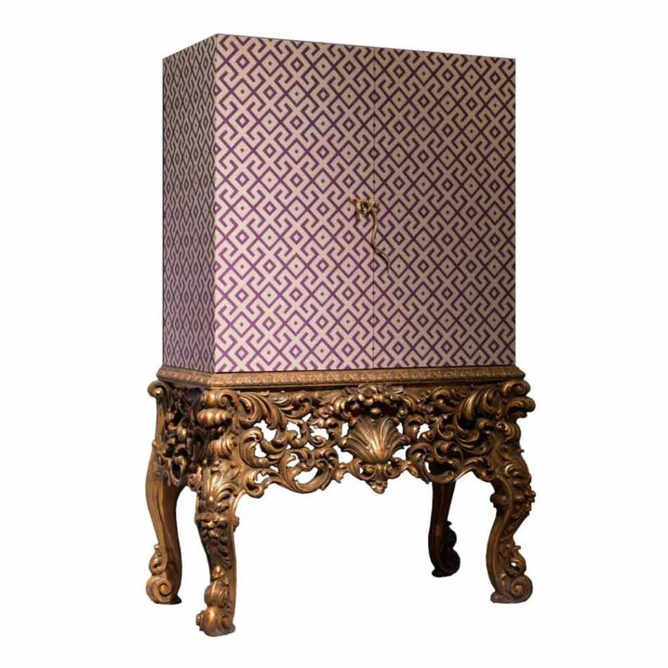 Furniture with carved wood base luxury design, made in Italy, Sam Viadurini