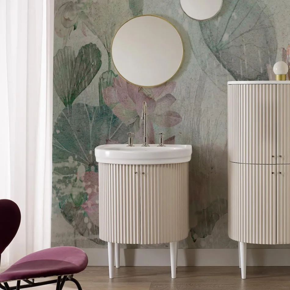 Cabinet with Two Doors and One Shelf with Washbasin Made in Italy - Sweets Viadurini