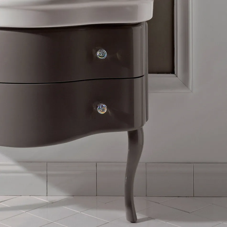 Glossy Lacquered Cabinet with Two Drawers and Washbasin Made in Italy - Sweets Viadurini