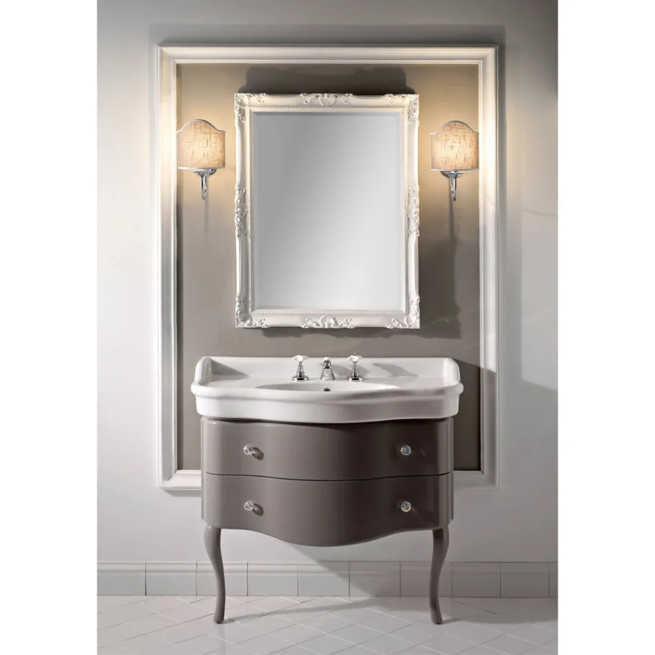 Glossy Lacquered Cabinet with Two Drawers and Washbasin Made in Italy - Sweets Viadurini