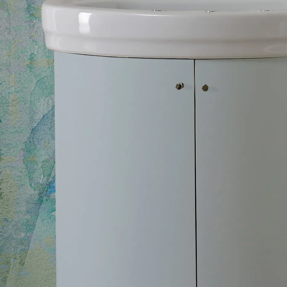 Cabinet with Ceramic Washbasin and 2 Sky Blue Doors - Sweets Viadurini