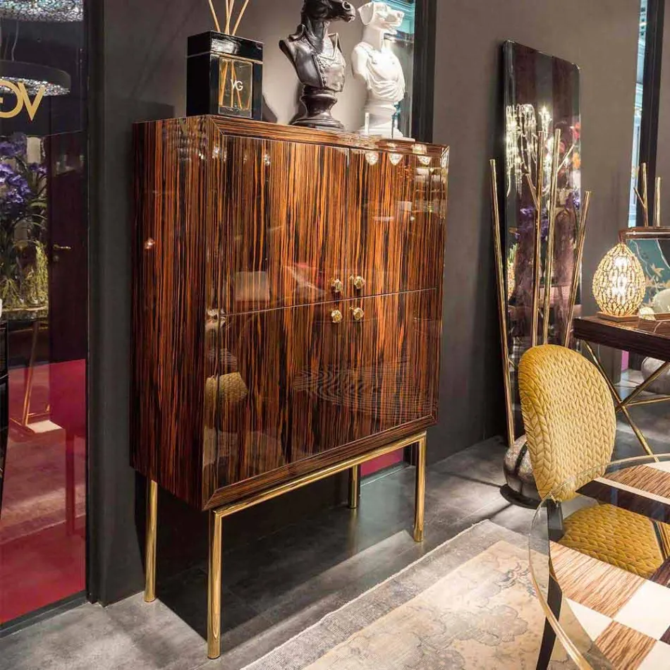 Modern storage unit with 4 doors in shiny ebony wood Ada Viadurini