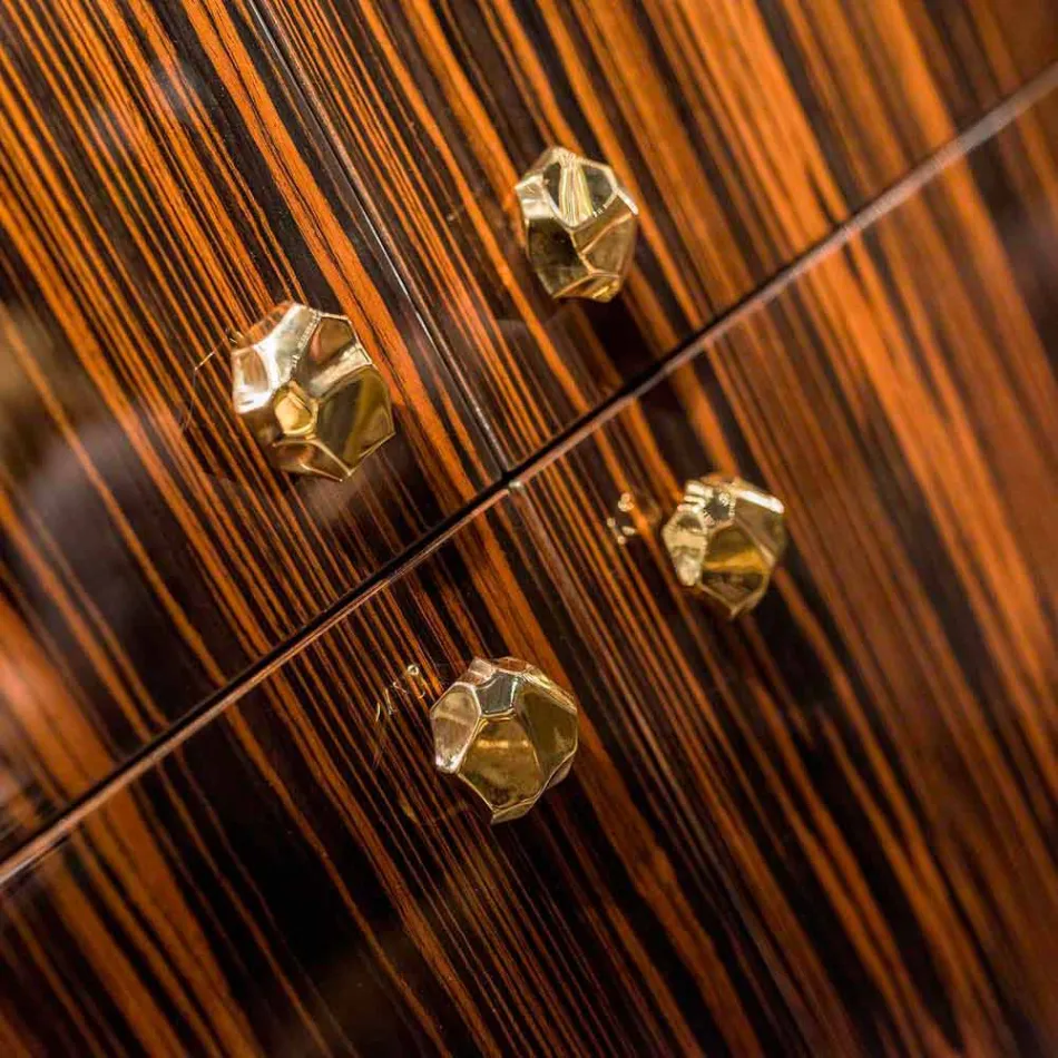 Modern storage unit with 4 doors in shiny ebony wood Ada Viadurini