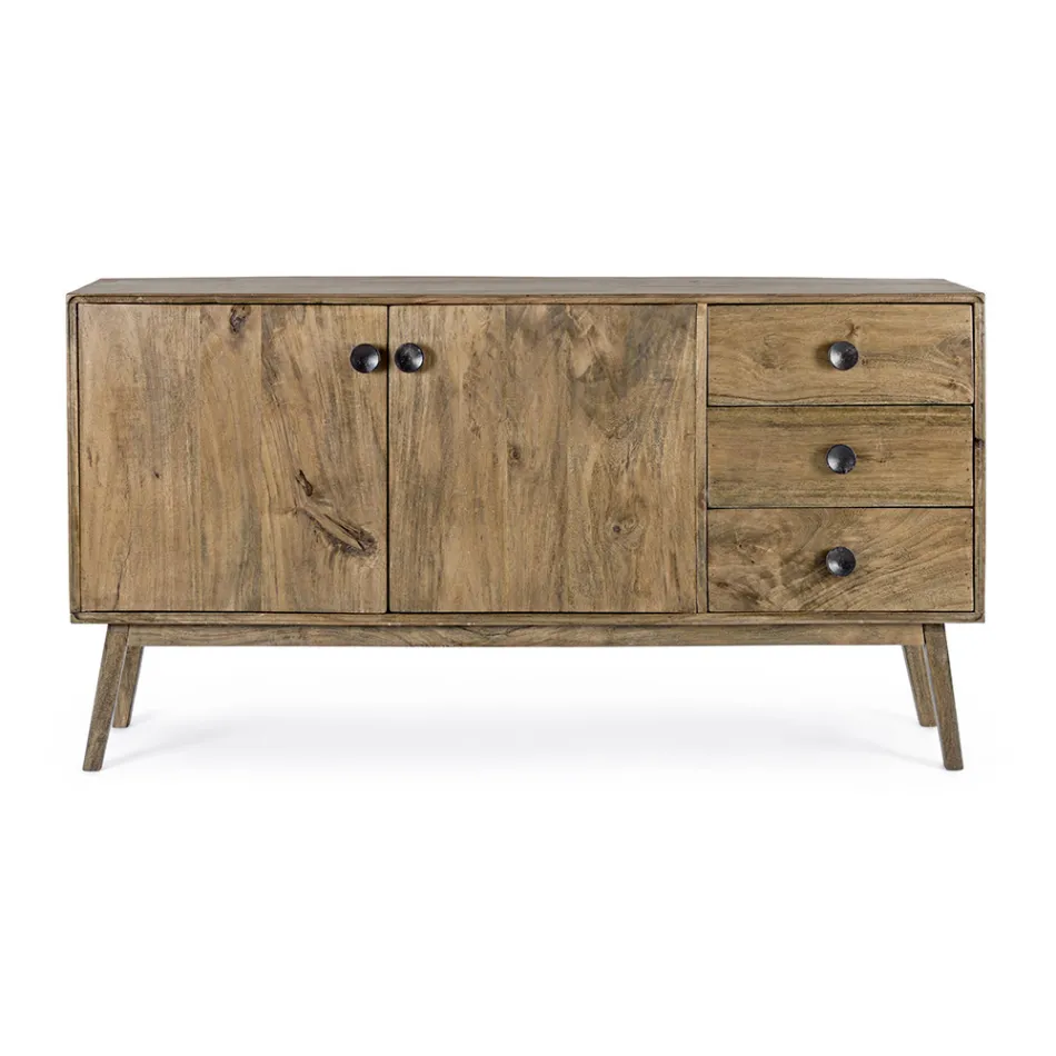 Mobile Sideboard 2 Doors 3 Drawers in Vintage Mango Wood - Desiderio Viadurini