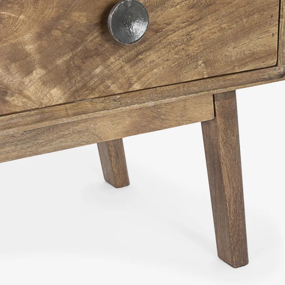 Mobile Sideboard 2 Doors 3 Drawers in Vintage Mango Wood - Desiderio Viadurini