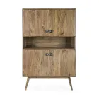 Mobile Sideboard 4 Doors and Shelf in Vintage Mango Wood - Desiderio Viadurini