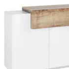 Mobile Sideboard 4 Doors White and Anthracite Wood, Cement or Maple - Therese Viadurini
