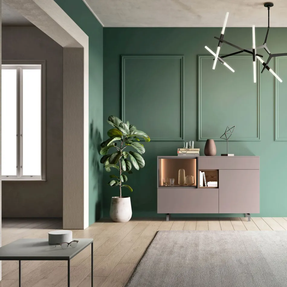 Entrance or Lounge Sideboard in Ecological Wood and Luxury Glass - Bruno Viadurini