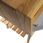 Free-standing Bathroom Cabinet in Natural Teak with Grey Colour Support - Gatien Viadurini