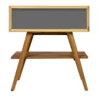 Free-standing Bathroom Cabinet in Natural Teak with Grey Colour Support - Gatien Viadurini