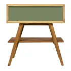 Bathroom Cabinet with Wood Finish and Green Colored Chest of Drawers - Gatien Viadurini