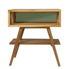 Bathroom Cabinet with Wood Finish and Green Colored Chest of Drawers - Gatien Viadurini