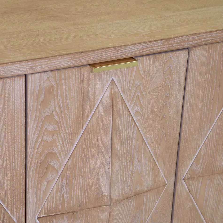 Indoor Cabinet with 4 Doors with MDF Veneer and Fir Legs - Tempesta Viadurini