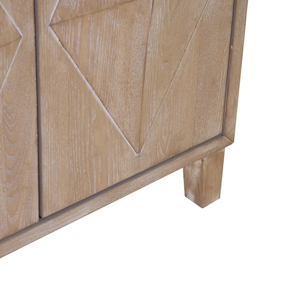 Indoor Cabinet with 4 Doors with MDF Veneer and Fir Legs - Tempesta Viadurini