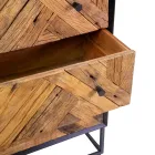 Black Metal Lounge Cabinet with 3 Wooden Drawers - Wreck Viadurini