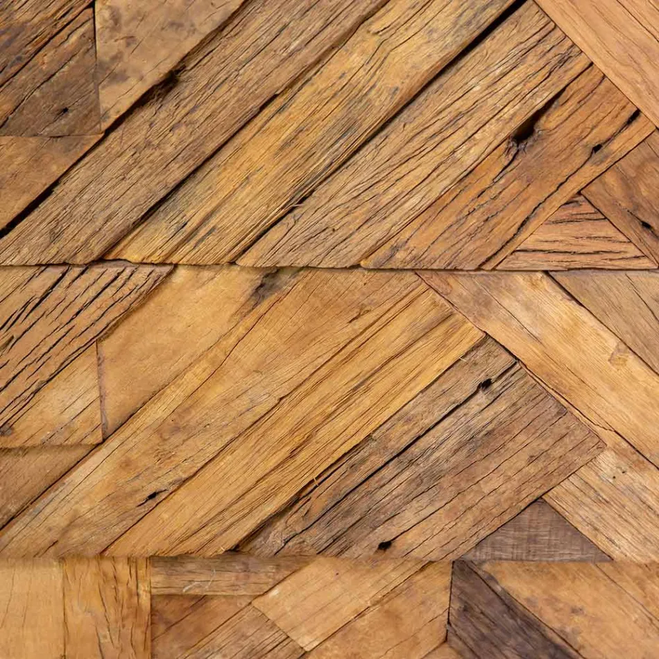 Black Metal Lounge Cabinet with 3 Wooden Drawers - Wreck Viadurini