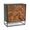Black Metal Lounge Cabinet with 3 Wooden Drawers - Wreck