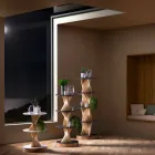 Design Furniture in Wood with Round Shelves in Gres Made in Italy - Aspide Viadurini