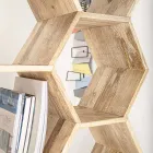 Lounge Bookcase in Mango Wood Honeycomb Design - Carida Viadurini
