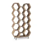 Lounge Bookcase in Mango Wood Honeycomb Design - Carida Viadurini