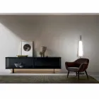 Lounge Sideboard in Smoked Glass and Green or Red Marble with Led - Leonarda Viadurini