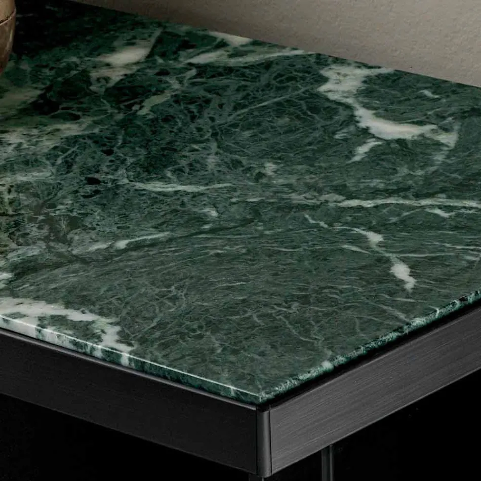 Lounge Sideboard in Smoked Glass and Green or Red Marble with Led - Leonarda Viadurini