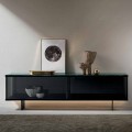 Lounge Sideboard in Smoked Glass and Green or Red Marble with Led, Luxury-Leonarda