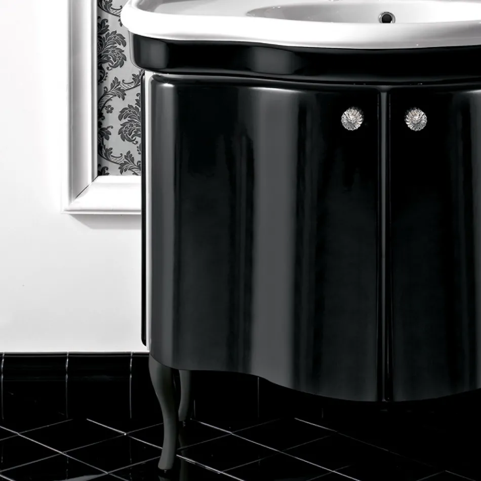 Modern Cabinet with Two Glossy Lacquered Doors Made in Italy - Sweets Viadurini