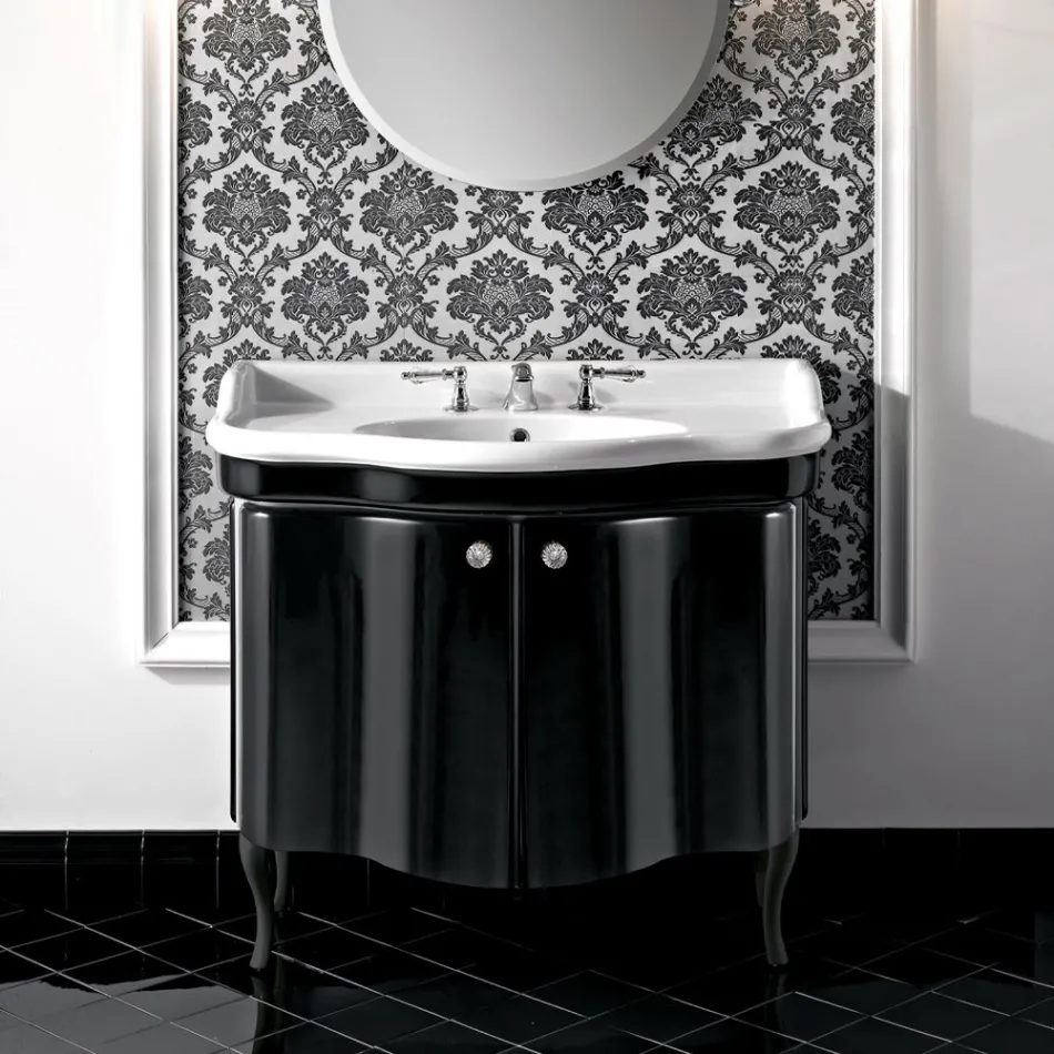 Modern Cabinet with Two Glossy Lacquered Doors Made in Italy - Sweets Viadurini