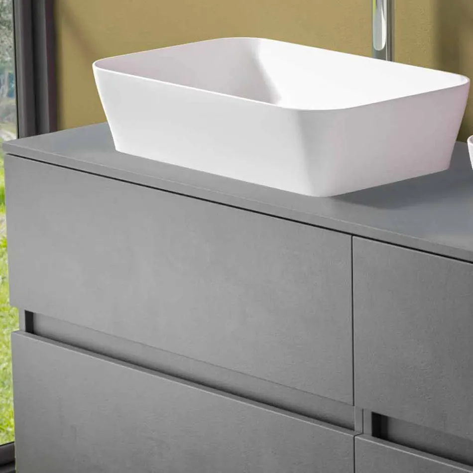 Suspended Bathroom Cabinet with Double Countertop Washbasin - Mandrillo Viadurini