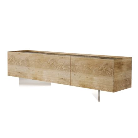 TV Cabinet with 3 Doors with Base in Tempered Glass Made in Italy - Soraya Viadurini