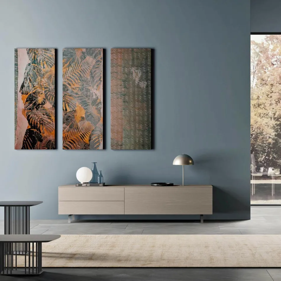 Low TV Cabinet in Ecological Wood 1 Door and 2 Luxury Drawers - Bruno Viadurini