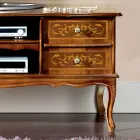 Classic TV Stand in Walnut Wood 4 Drawers Made in Italy - Prince Viadurini