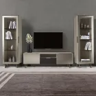 TV Cabinet with 2 Doors and 1 Drawer in Nickel and Carbon Finish - Inga Viadurini