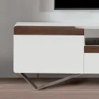 TV Cabinet with 2 Doors in Canaletto and White Finish Made in Italy - Kari Viadurini