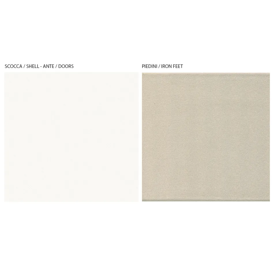 TV Cabinet with 2 Doors in Canaletto and White Finish Made in Italy - Kari Viadurini