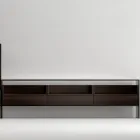 TV stand with 3 shelves and hinged container Made in Italy - Roman Viadurini