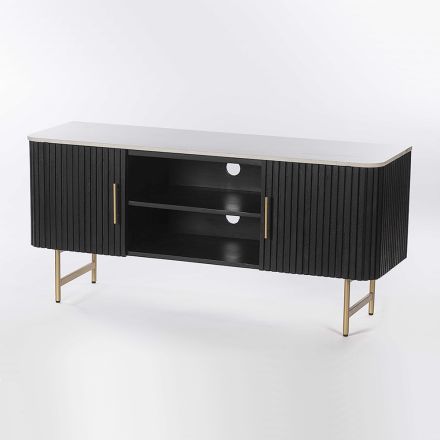 TV Stand with Marble Top and Mango Wood Frame - Fisherman Viadurini