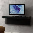 Wall TV Cabinet in Black Crystal and Metal Made in Italy - Americio Viadurini