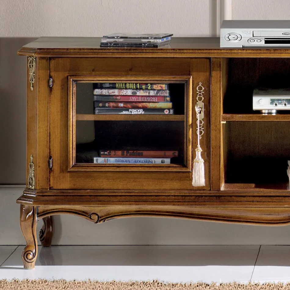 Lounge TV Cabinet in Bassano Walnut Wood Made in Italy - Richard Viadurini