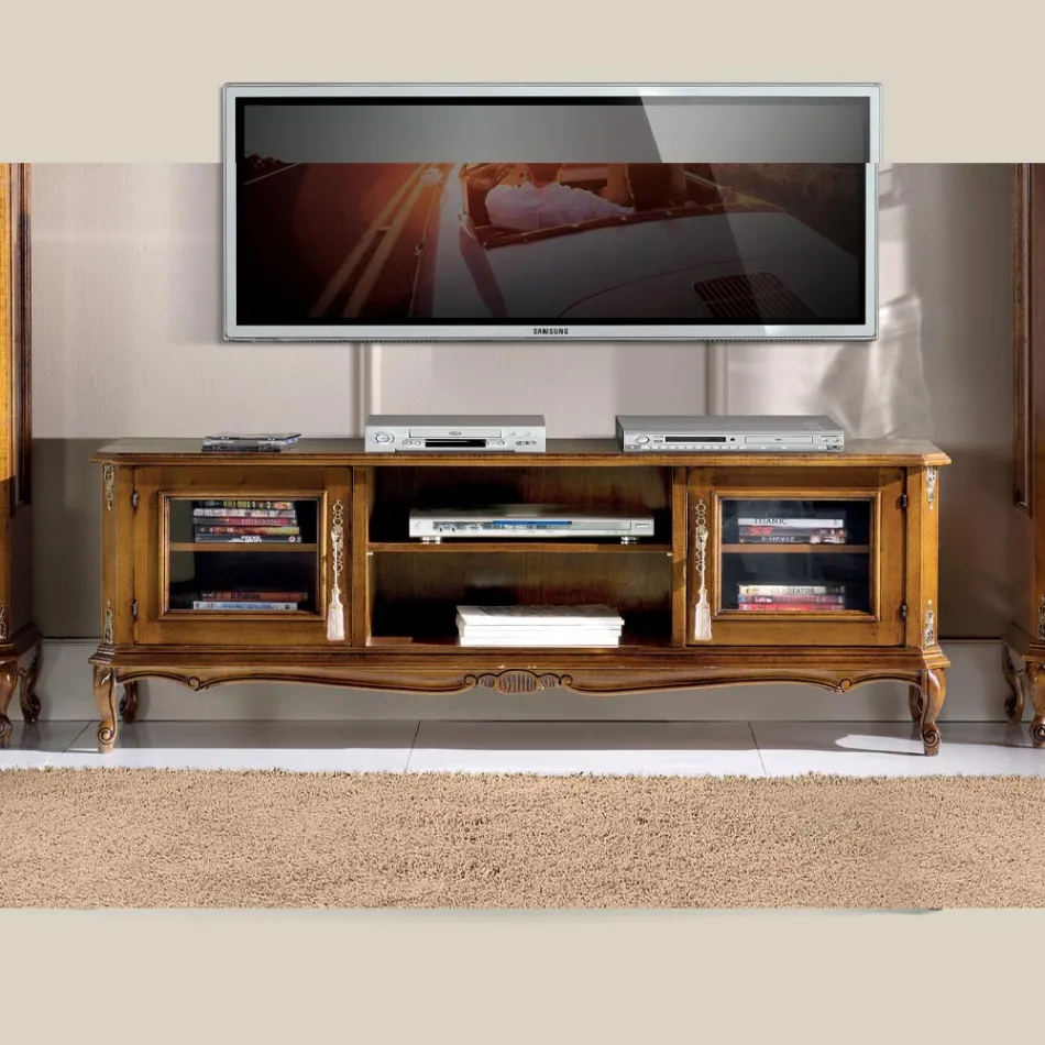 Lounge TV Cabinet in Bassano Walnut Wood Made in Italy - Richard Viadurini