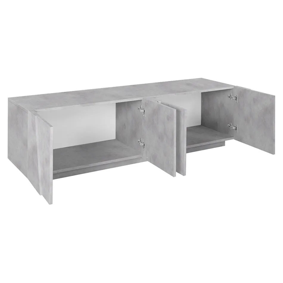 Lounge TV Stand with 4 Melamine Doors Made in Italy - Naditza Viadurini