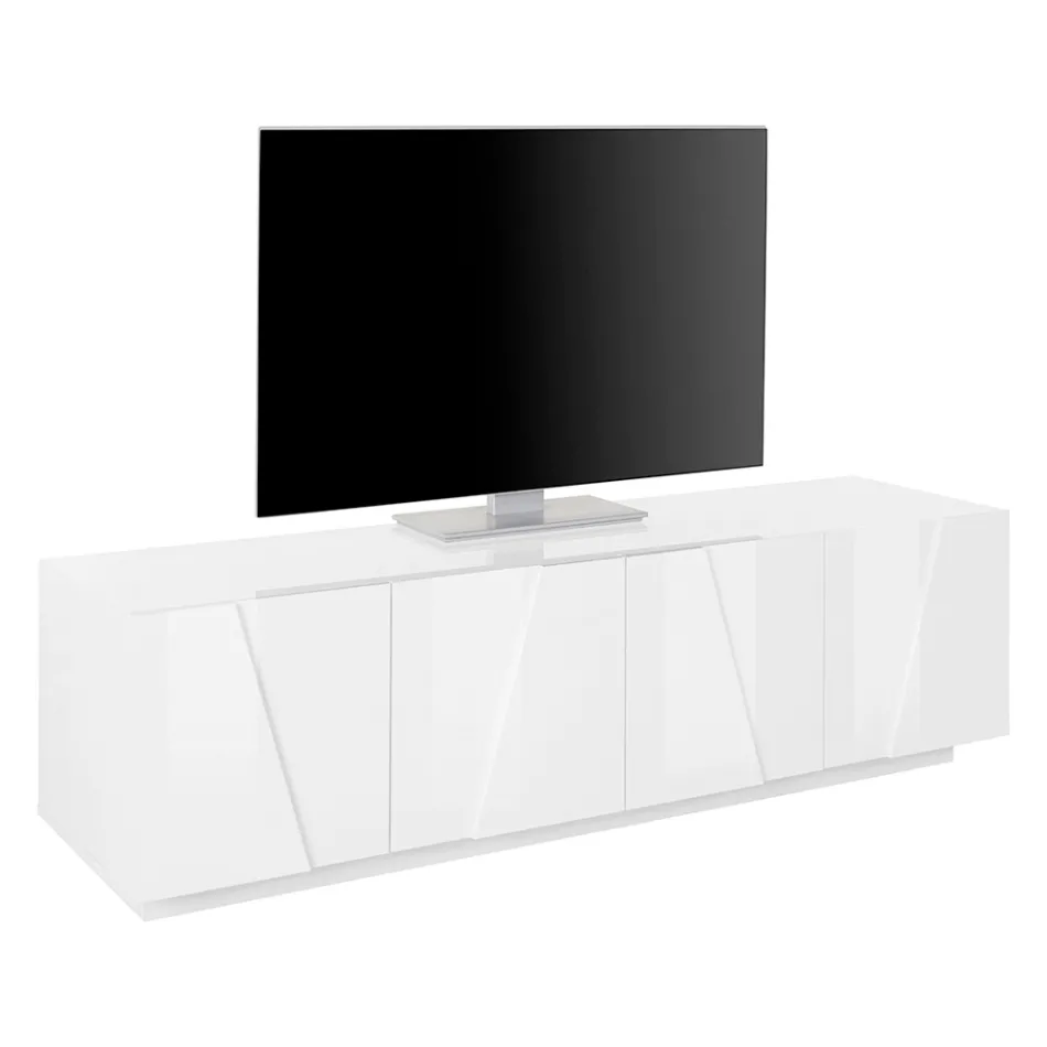 Lounge TV Stand with 4 Melamine Doors Made in Italy - Naditza Viadurini